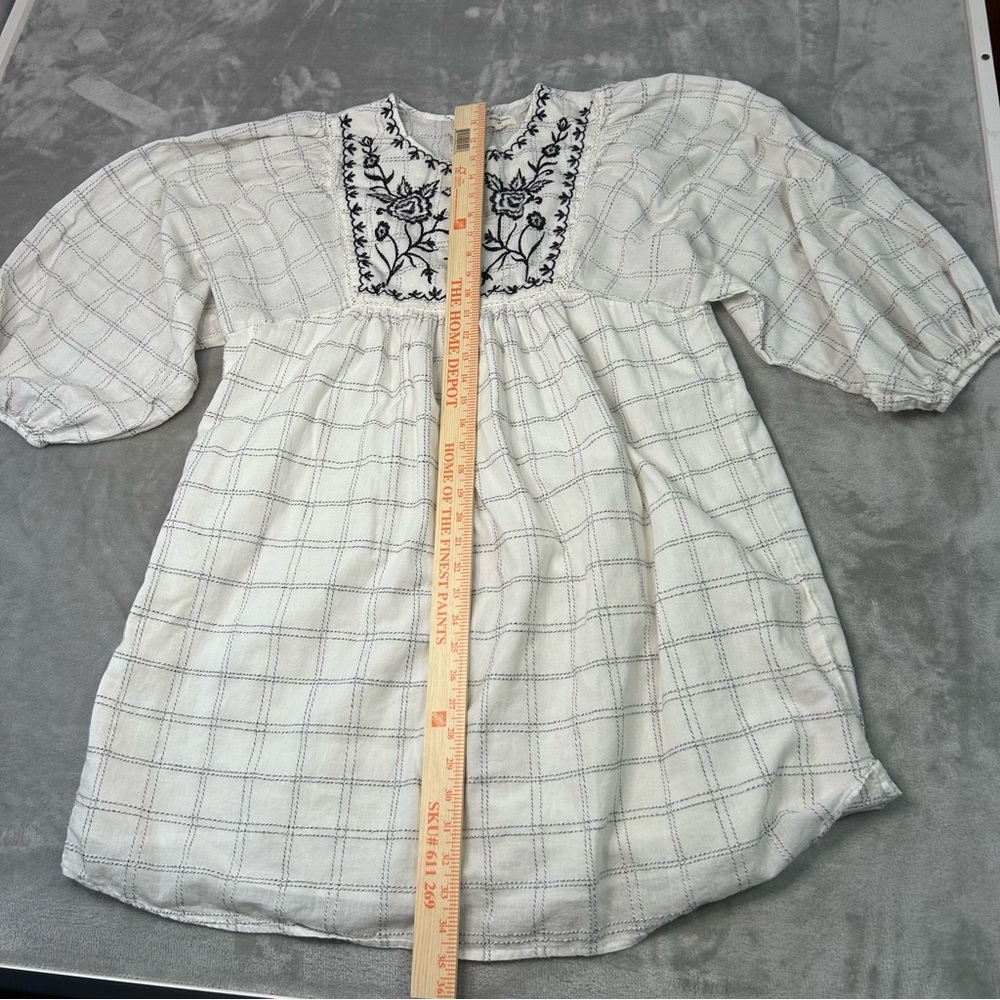 World Market Embroidered Peasant Dress Women L XL Cottage Boho Cotton minimalist - Picture 7 of 10